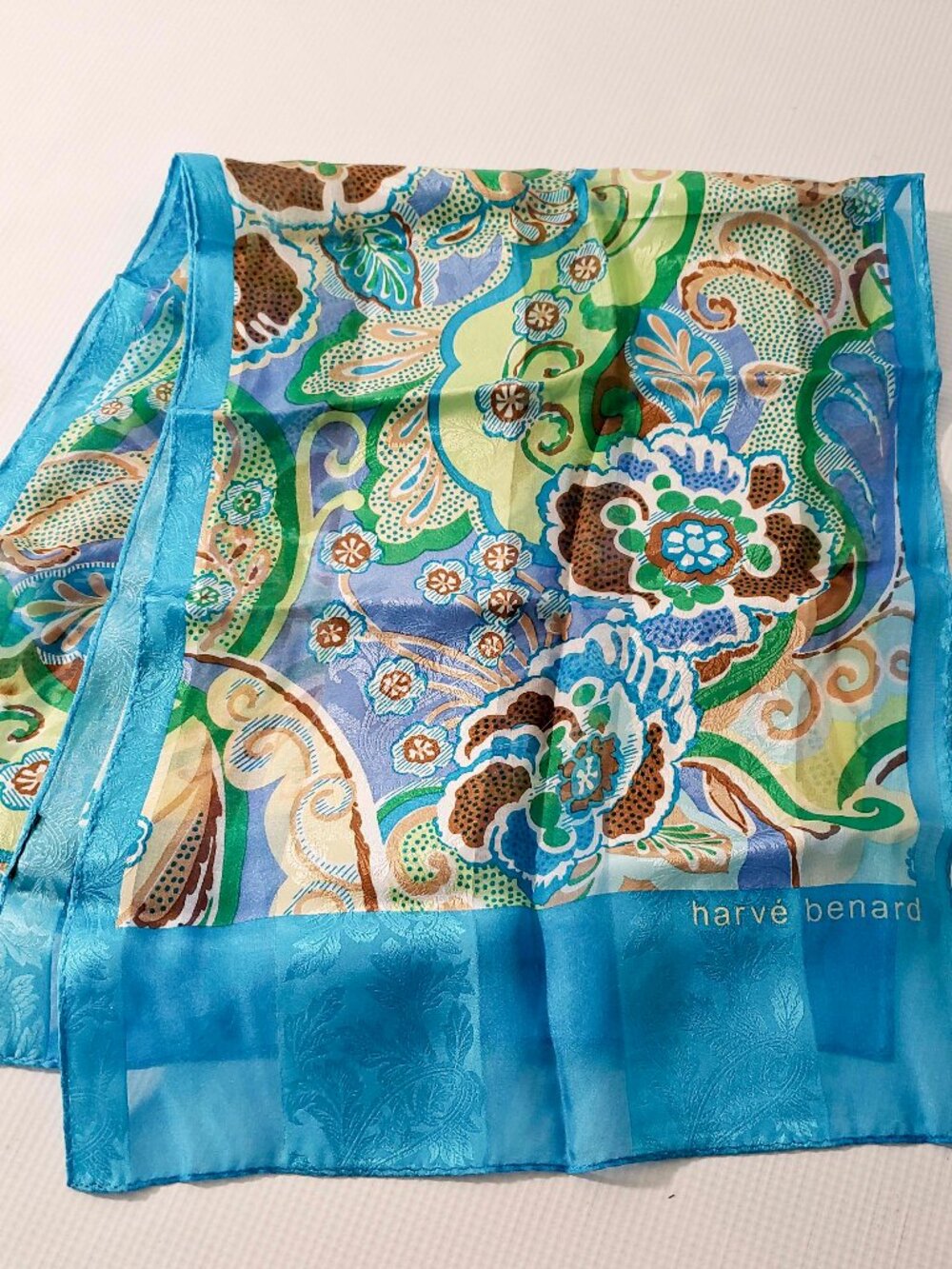 Harve Benard Turquoise Silk Scarf